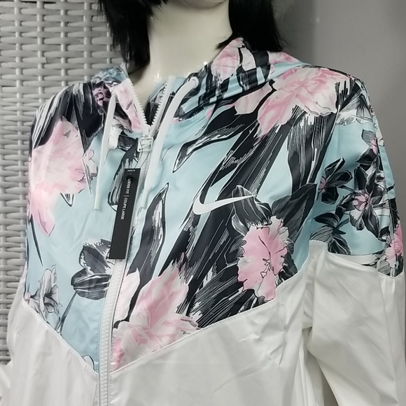 Nike Floral Cropped Windrunner Jacket AR5151 100 - Picture 8 of 14